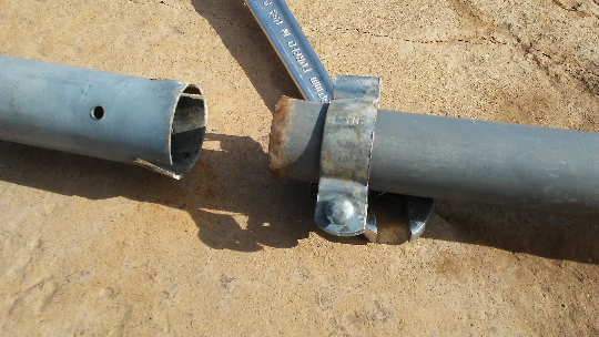 ham radio antenna mast Insert the 1-1/4 in. Conduit 1 ft. into the 1-1/2 in. Conduit. Then tap the Conduit Hanger into the notch's of the 1-1/2 in. Conduit and snug up the nut