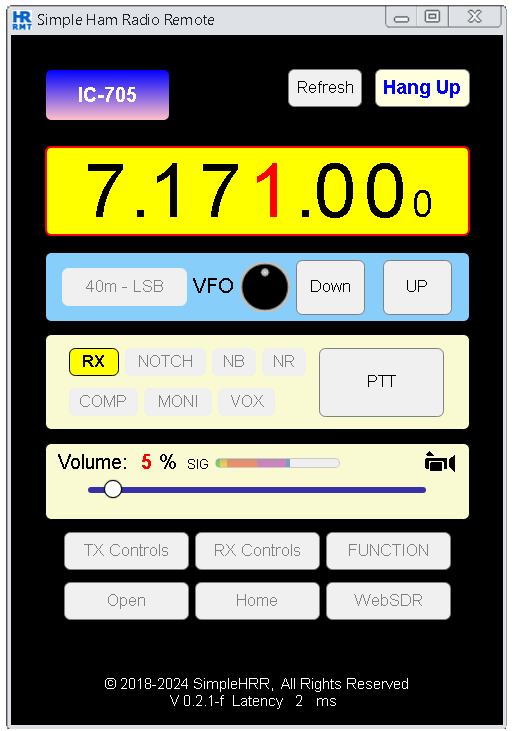 Simple Ham Radio Remote User Interface (UI).