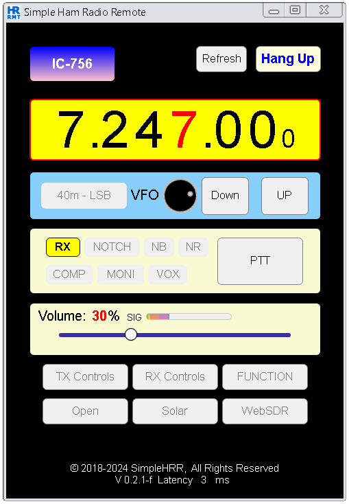 Simple Ham Radio Remote IC 756 all User Interface (UI).