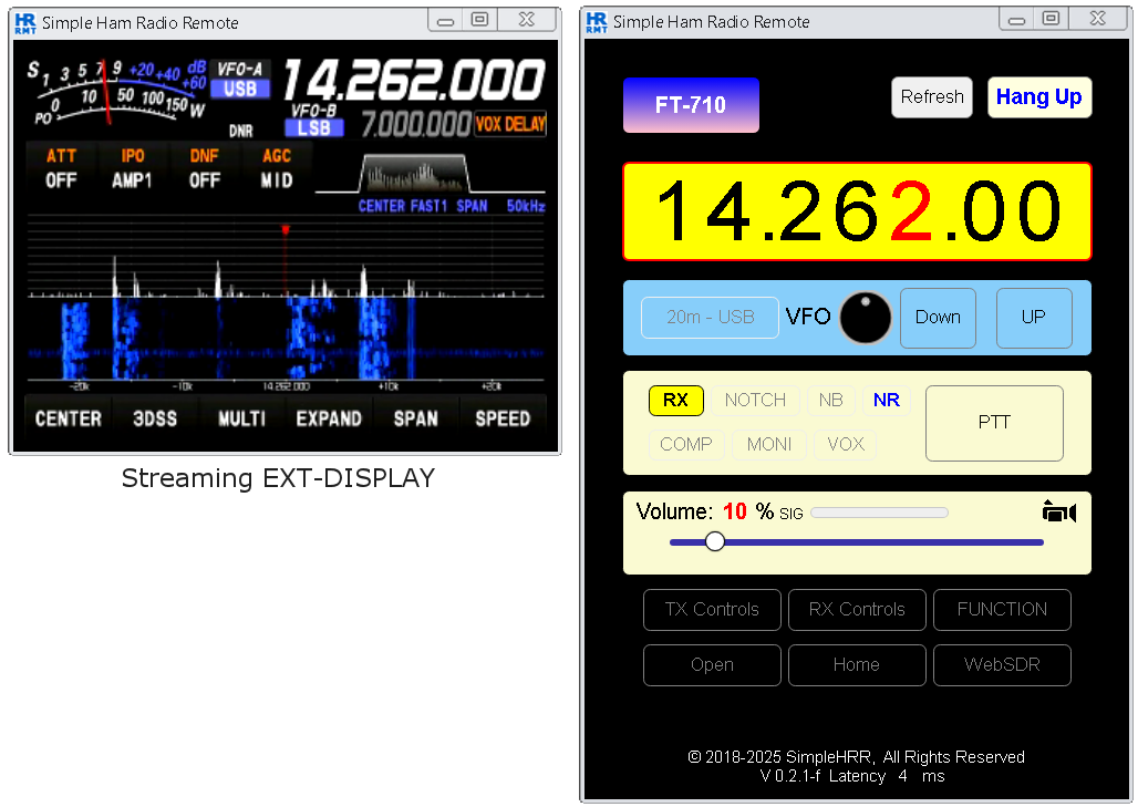 Simple Ham Radio Remote FT 710 User Interface (UI).